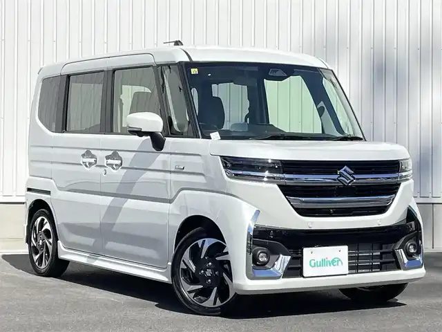 スズキ スペーシア カスタム HYBRID XS 群馬県 2023(令5)年 0.1万km未満 ピュアホワイトP 純正メモリナビ/TV/Bluetooth/FM/AM/USB/ipod/前席シートヒーター/ハーフレザーシート/ステアリングヒーター/革巻きステアリング/ステアリングリモコン/クルーズコントロール/両側パワースライドドア/電動パーキングブレーキ/オートブレーキホールド/横滑り防止システム/レーンキープアシスト/盗難防止システム/ヘッドアップディスプレイ/全周囲モニター/バックカメラ/サイドカメラ/コーナーセンサー/電動格納ドアミラー/プッシュスタート/LEDヘッドライト/フォグランプ/スマートキー