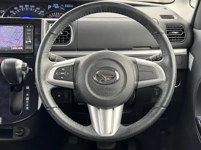 ダイハツ タント カスタム RS トップED SAⅡ 青森県 2016(平28)年 9.3万km ブラックマイカメタリック ターボ/純正SDナビ・フルセグTV/CD・DVD・Bluetooth・SD/バックカメラ/両側パワースライドドア/スマートアシスト2/衝突軽減ブレーキ/車線逸脱警報/横滑り防止装置/合皮コンビシート/純正前方ドライブレコーダー/ETC/LEDヘッドライト/LEDフォグランプ/純正15インチアルミホイール/保証書・取扱書