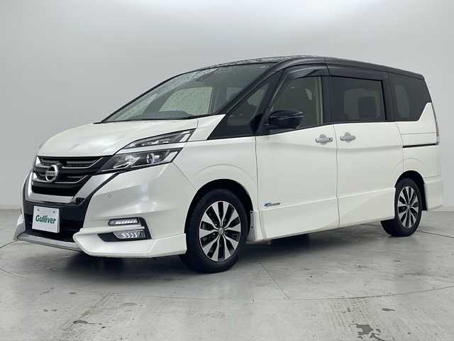 日産 セレナ ハイウェイスター 宮城県 2017(平29)年 7.9万km ブリリアントホワイトパール 2トーン セーフティパックB/エマージェンシーブレーキ/プロパイロット/車線逸脱警報/ソナー(F.R)/アラウンドビューモニター/純正11型フリップダウンモニター/両側パワースライドドア/インテリジェントミラー/純正9型ナビ/・BT.CD.DVD.SD.HDMI.USB/フロントスポイラー/純正16インチアルミホイール/ビルトインETC/ロールサンシェード/LEDヘッドライト/LEDフォグランプ/アイドリングストップ/プッシュスタート/スマートキー/横滑り防止機能