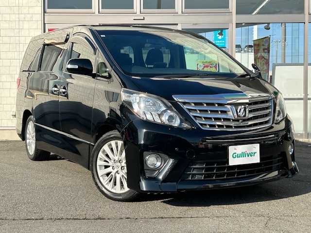 トヨタ アルファード 240S Cパッケージ 青森県 2013(平25)年 13.1万km ブラック 4WD/寒冷地仕様/両側パワースライドドア/社外ナビ（ワンセグ/フロントバックカメラ）/ステアリングスイッチ/naone/クールボックス/オットマンシート/パワーバックドア/社外スタッドレスタイヤ積込/コーナーセンサー/パーキングセンサー/ナビ説明書/ 取扱説明書/ETC