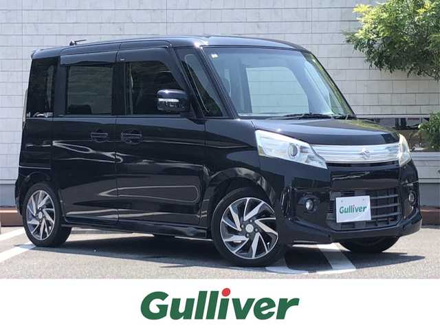 スズキ スペーシア カスタム TS 愛媛県 2014(平26)年 6万km ブルーイッシュブラックパール3 社外ナビ(NX513)/・CD/DVD/ワンセグTV/Bluetooth/AUX/パワースライドドア（両側）/ビルトインETC/ターボ/HIDヘッドライト/・オートライト/2列目サンシェード/純正15インチAW/オートエアコン/キーレスプッシュスタート/禁煙車