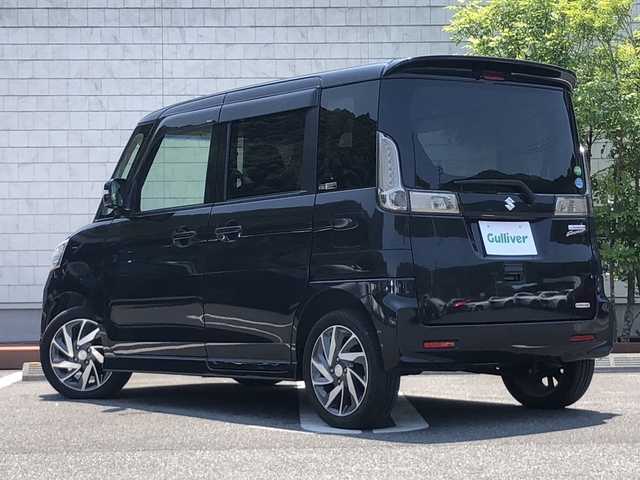 スズキ スペーシア カスタム TS 愛媛県 2014(平26)年 6万km ブルーイッシュブラックパール3 社外ナビ(NX513)/・CD/DVD/ワンセグTV/Bluetooth/AUX/パワースライドドア（両側）/ビルトインETC/ターボ/HIDヘッドライト/・オートライト/2列目サンシェード/純正15インチAW/オートエアコン/キーレスプッシュスタート/禁煙車