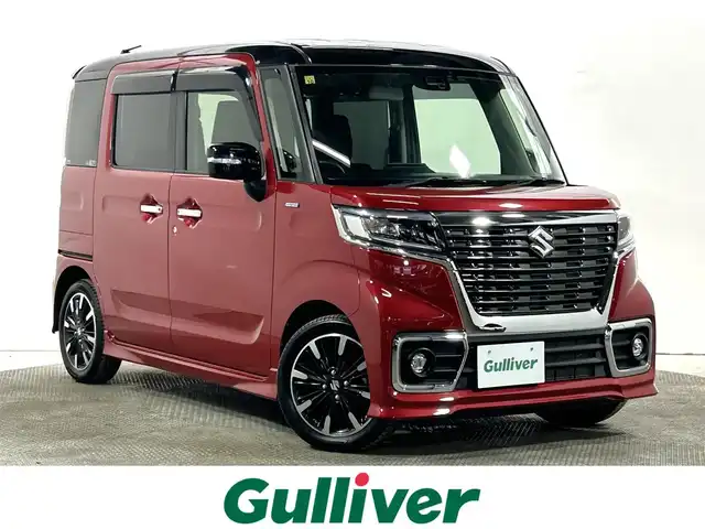 スズキ スペーシア カスタム HYBRID XS 大阪府 2018(平30)年 3.7万km フェニックスレッドパール/ブルーイッシュブラックパール 社外ナビ(フルセグ/DVD再生/Bluetooth) バックカメラ ETC 両側パワースライドドア 衝突軽減 レーンアシスト ハーフレザー シートヒーター スマートキー プッシュスタート
