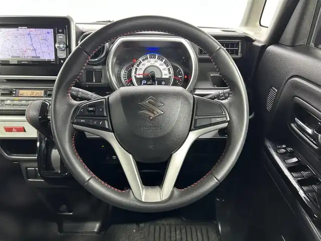スズキ スペーシア カスタム HYBRID XS 大阪府 2018(平30)年 3.7万km フェニックスレッドパール/ブルーイッシュブラックパール 社外ナビ(フルセグ/DVD再生/Bluetooth) バックカメラ ETC 両側パワースライドドア 衝突軽減 レーンアシスト ハーフレザー シートヒーター スマートキー プッシュスタート