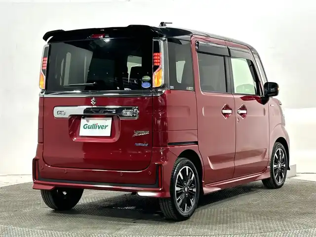 スズキ スペーシア カスタム HYBRID XS 大阪府 2018(平30)年 3.7万km フェニックスレッドパール/ブルーイッシュブラックパール 社外ナビ(フルセグ/DVD再生/Bluetooth) バックカメラ ETC 両側パワースライドドア 衝突軽減 レーンアシスト ハーフレザー シートヒーター スマートキー プッシュスタート