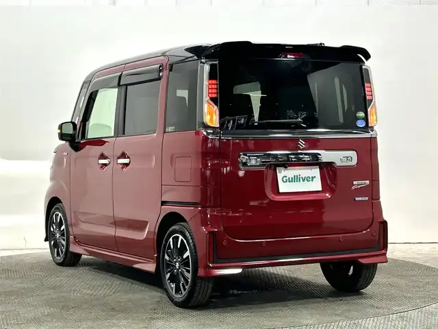 スズキ スペーシア カスタム HYBRID XS 大阪府 2018(平30)年 3.7万km フェニックスレッドパール/ブルーイッシュブラックパール 社外ナビ(フルセグ/DVD再生/Bluetooth) バックカメラ ETC 両側パワースライドドア 衝突軽減 レーンアシスト ハーフレザー シートヒーター スマートキー プッシュスタート