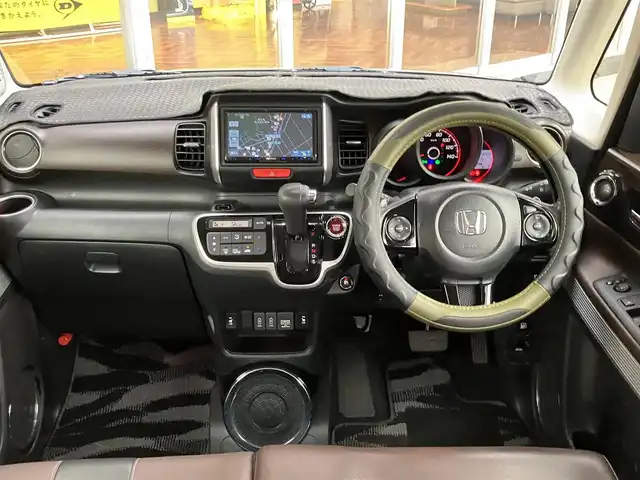 ホンダ Ｎ ＢＯＸ スラッシュ X ターボパッケージ 山口県 2016(平28)年 4.9万km アッシュグリーンメタリック 社外メモリーナビ＆/フルセグTV＆バックカメラ/フロアマット/ドアバイザー/純正HIDライト/純正15インチアルミ/スマートキー/エンジンプッシュスタート/クルーズコントロール/オートライト/パドルシフト/ステアリングヒーター/フロントシートヒーター/ビルトインETC