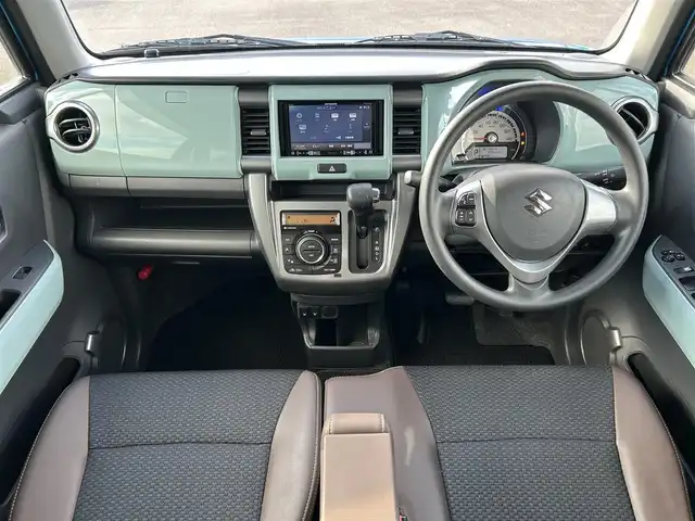 スズキ ハスラー タフワイルド 鹿児島県 2019(平31)年 2.8万km ブリスクブルーメタリック/ブラック 2トーン 社外メモリナビ/　　CD/DVD/ワンセグ/LEDヘッドライト/ハーフレザーシート/DNシートヒーター/アイドリングストップ/スマートキー/社外ドライブレコーダー/横滑り防止装置/レーンキープアシスト/衝突被害軽減システム