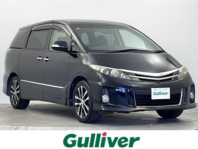 トヨタ エスティマ アエラス プレミアムエディション 大阪府 2013(平25)年 8.4万km ブラック 純正HDDナビ/【フルセグTV/Bluetooth/CD/DVD/HDD/SD】/両側パワースライドドア/バックカメラ/キセノンヘッドライト/オートライト/クルーズコントロール/純正18インチAW/D席パワーシート/ハーフレザーシート/後席オットマン/純正フロアマット/ビルトインETC/プッシュスタート/スマートキー/スペアキー/AAC