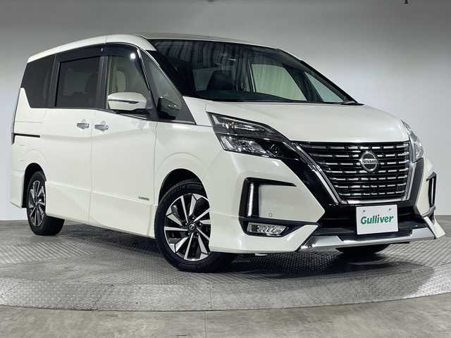 日産 セレナ ハイウェイスター V 神奈川県 2020(令2)年 3.7万km ブリリアントホワイトパール 純正７型SDナビゲーション/Bluetooth　フルセグ　USB　SD　CD　DVD　/アラウンドビューモニター/純正後席フリップダウンモニター/全方位運転支援システム/インテリジェントエマージェンシーブレーキ/標識認識機能/踏み間違い衝突防止支援システム/車線逸脱防止支援システム/車線逸脱警報/後側方衝突防止支援システム/後側方車両検知警報/後退時車両検知警報/クルーズコントロール/防水シート/ETC/ドライブレコーダー/アイドリングストップ/革巻きステアリング/ステアリングスイッチ/ステアリングヒーター/寒冷地仕様/インテリジェントキー/プッシュスタート/シートリフター/電動格納ミラー/ウインカーミラー/LEDヘッドライト/フォグライト/オートライト