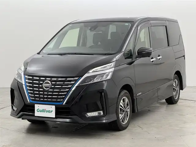 日産 セレナ e－パワー ハイウェイスター V 福岡県 2021(令3)年 6.7万km ダイヤモンドブラック 後席モニター　/純正１０型ナビ　/全方位カメラ　/エマージェンシーブレーキ　/プロパイロット　/両側電動スライドドア　/シートヒーター　/ステアリングヒーター　/デジタルルームミラー　/ＢＳＭ　/ドラレコ　/ＥＴＣ　/ＬＥＤ