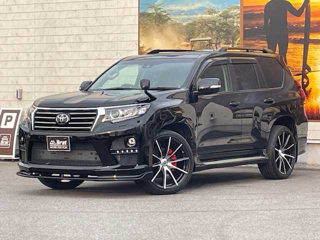 トヨタ ランドクルーザー プラド TX Lパッケージ 福島県 2019(平31)年 3.7万km ブラック AIS検査済み/【2406035610】/ELFORD 22インチAW（社外）/Radar Dimax R8+ 22インチタイヤ（社外）/ELFORDフロントバンパースポイラー（社外）/ダブルエイトグリル（社外）/モデリスタリアアンダーエアロ/モデリスタリアスポイラー/サイドステップカバー/ガナドールマフラー（社外）/JAOS BATTLEZ ローダウンキット（社外）/社外キャリパーカバー/BELLOFルームミラー（社外）/カーボン調コンビステアリング（社外）/純正７インチナビ/フルセグTV/バックカメラ/サンルーフ/黒革シート/前席シートヒーター/エアシート/前席パワーシート/ETC