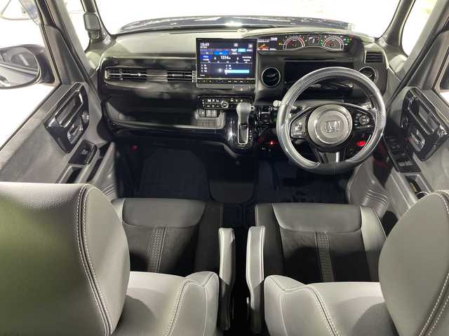 ホンダ Ｎ ＢＯＸ EX ターボ 福岡県 2023(令5)年 1万km ミッドナイトブルービームM 禁煙車純正9型SDナビ（フルセグTV/DVD/CD/BT）バックモニター純正フリップダウンモニタホンダセンシングコーナーセンサーハーフレザーシート両側パワスラETCドラレコLEDヘッドライトフォグランプスマートキー