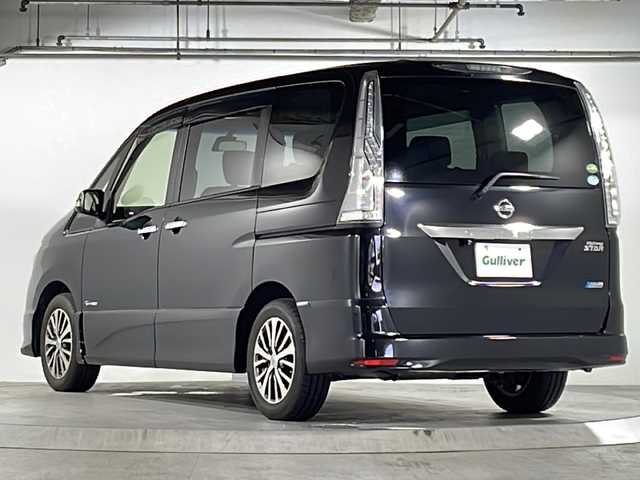 日産 セレナ HWS S HV Vセレ +Sefty 広島県 2015(平27)年 5.3万km ダイヤモンドブラック エマージェンシーブレーキ/レーンキープアシスト/クルーズコントロール/社外ナビ/・CD/DVD/BT/フルセグ/バックカメラ/両側パワースライドドア/ETC/HID/フォグライト/オートライト/スマートキー/プッシュスタート/純正16インチアルミホイール(195/60/R16）/純正フロアマット