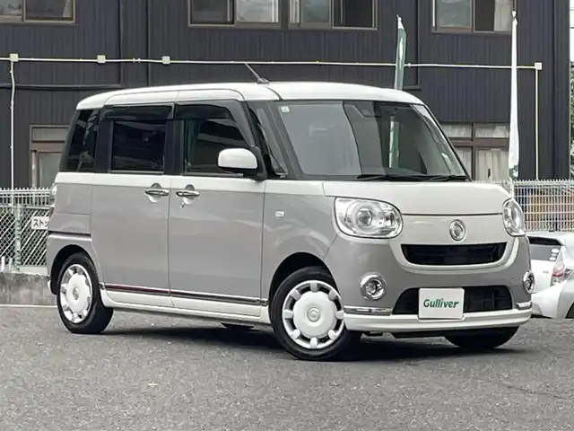 ダイハツ ムーヴ キャンバス G メイクアップ リミテッド　SAⅢ 宮城県 2019(令1)年 6.4万km パールホワイトⅢ/スムースグレーマイカメタリック 2トーン 4WD/社外ＳＤナビ/（ＦＭ／ＡＭ／ＣＤ／Ｂｌｕｅｔｏｏｔｈ）　/ワンセグテレビ　/衝突被害軽減装置　/全方位カメラ/バックカメラ/両側パワースライドドア　/アイドリングストップ　/横滑り防止装置　/オートマチックハイビーム/オートライト/LEDライト/ドライブレコーダー（前方）/スマートキー/プッシュスタート/ＥＴＣ/エンジンスターター/スタッドレス社外AW/（155/65R14/7mm）