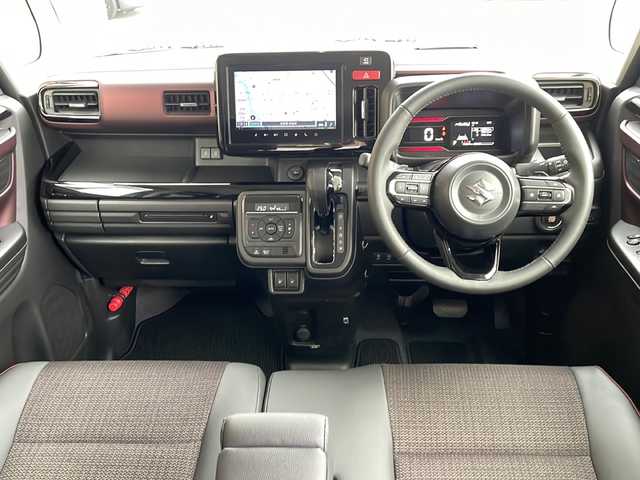 スズキ スペーシア カスタム HYBRID XS ターボ 秋田県 2024(令6)年 1.4万km ピュアホワイトP ワンオーナー/4WD/ターボ/純正メモリーナビ/　CD/DVD/SD/HDMI/USB/　フルセグTV/Bluetooth/両側パワースライドドア/ハーフレザーシート/全方位カメラ/パドルシフト/デュアルセンサーブレーキサポート/誤発進抑制機能/後方誤発進抑制機能/衝突被害軽減ブレーキ/ハイビームアシスト/先行車発進お知らせ機能/標識認識機能/ヘッドアップディスプレイ/LEDヘッドライト/シートヒーター/純正フロアマット/ドアバイザー