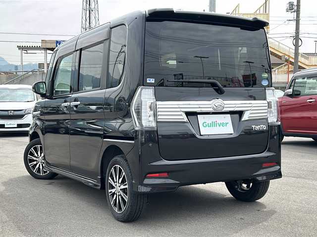 ダイハツ タント カスタム X トップED SA Ⅲ 山口県 2018(平30)年 4.9万km ブラックマイカメタリック 純正7インチSDナビ/フルセグテレビ/左側パワースライドドア/スマートアシスト/バックカメラ/ヒートシーター/アイドリングストップ/コーナーセンサー/純正フロアマット/LEDヘッドライト