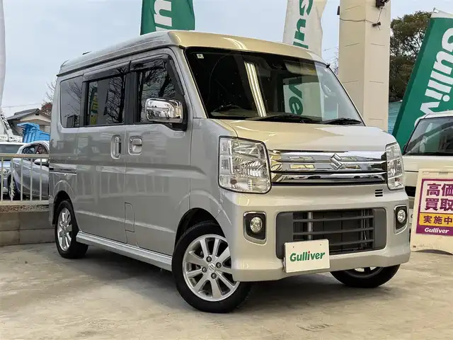 スズキ エブリィ ワゴン PZターボ スペシャル 兵庫県 2018(平30)年 6.5万km シルキーシルバーメタリック ワンオーナー/両側パワースライドドア/オートステップ/社外コンビステアリング(純正積み込み)/キセノンヘッドライト/フロントフォグランプ/AUTOライト/スズキセーフティサポート/純正14インチAW/スマートキー×2/フロアマット/純正ドアバイザー