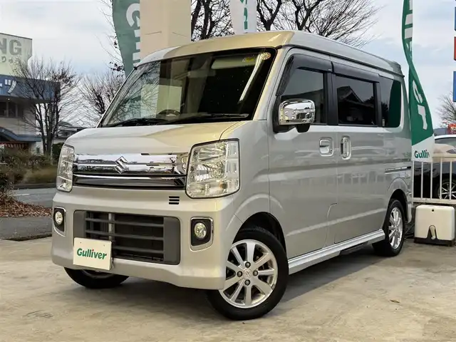 スズキ エブリィ ワゴン PZターボ スペシャル 兵庫県 2018(平30)年 6.5万km シルキーシルバーメタリック ワンオーナー/両側パワースライドドア/オートステップ/社外コンビステアリング(純正積み込み)/キセノンヘッドライト/フロントフォグランプ/AUTOライト/スズキセーフティサポート/純正14インチAW/スマートキー×2/フロアマット/純正ドアバイザー