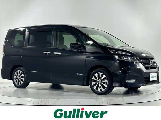 日産 セレナ ハイウェイスター G 佐賀県 2016(平28)年 7.6万km ダイヤモンドブラック 純正９型ナビ/CD/DVD/BT/フルセグTV/バックカメラ/衝突被害軽減システム/クルーズコントロール/フリップダウンモニター/パーキングアシスト/両側パワースライドドア/ハンズフリーオートスライドドア/横滑り防止装置/ETC/ドライブレコーダー/LEDヘッドライト/フォグランプ/オートライト/ウィンカーミラー/電動格納ミラー/純正アルミホイール/プッシュスタート/スマートキー/フロアマット/ドアバイザー/スペアキー