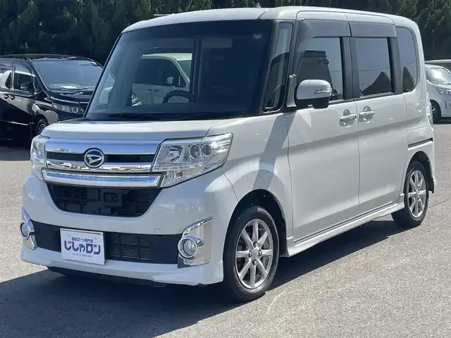 ダイハツ タント カスタム X トップED SA 和歌山県 2014(平26)年 12.8万km パール (株)IDOMが運営する【じしゃロン和歌山店】の自社ローン専用車両になります。こちらは現金またはオートローンご利用時の価格です。自社ローンご希望の方は別途その旨お申付け下さい/片側パワースライドドア /スマートキー/プッシュスタート/ハーフレザーシート/衝突被害軽減ブレーキ/横滑り防止装置/アイドリングストップ/純正フロアマット/純正１４インチアルミホイール