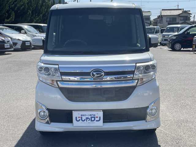 ダイハツ タント カスタム X トップED SA 和歌山県 2014(平26)年 12.8万km パール (株)IDOMが運営する【じしゃロン和歌山店】の自社ローン専用車両になります。こちらは現金またはオートローンご利用時の価格です。自社ローンご希望の方は別途その旨お申付け下さい/片側パワースライドドア /スマートキー/プッシュスタート/ハーフレザーシート/衝突被害軽減ブレーキ/横滑り防止装置/アイドリングストップ/純正フロアマット/純正１４インチアルミホイール