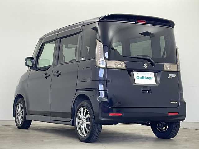 スズキ スペーシア カスタム XS 秋田県 2014(平26)年 8.2万km ブルーイッシュブラックパール3 両側パワースライドドア/社外メモリナビ　/　（TV/Bluetooth）/バックカメラ/レーダーブレーキサポート/革巻きハンドル/ステアリングスイッチ/アイドリングストップ/電動格納ミラー/プッシュスタート/純正フロアマット/社外アルミホイール/HIDヘッドライト/オートライト/スマートキー