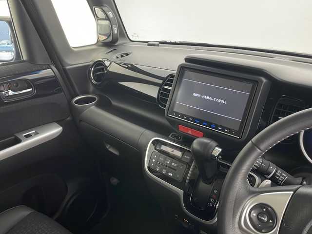 ホンダ Ｎ ＢＯＸ カスタム G ターボ Lパッケージ 長野県 2016(平28)年 3.8万km スマートブラック 純正SDナビ&フルセグTV&CD&DVD&BT/クルーズコントロール/衝突軽減ブレーキ/アイドリングストップ/社外デジタルインナーミラー/両側パワースライドドア/ハーフレザーシート/ステアリングスイッチ/パドルシフト/2列目サンシェード/バックカメラ/LEDヘッドライト/オートライト/フロントフォグランプ/電動格納ミラー/ウィンカーミラー/社外14インチAW装着/純正フロアマット/プッシュスタート/スマートキー/スペアキー1本/ナビ取扱説明書
