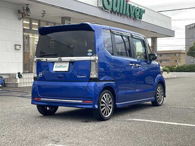 ホンダ Ｎ ＢＯＸ カスタム G ターボ Lパッケージ 福井県 2016(平28)年 6.3万km ブリリアントスポーティブルーメタリック2トーン 登録時走行距離62108ｋｍ/ワンオーナー/ナビ装着スペシャルパッケージ/あんしんパッケージ/社外HDDナビゲーション/（CD/DVD/BT）/フルセグテレビ/バックカメラ/シティーブレーキアクティブシステム/クルーズコントロール/純正15インチアルミホイール/両側電動スライドドア/ターボ/HIDヘッドライト/LEDフォルランプ/パドルシフト/ハーフレザーシート/ETC(ビルトイン)/オートライト/オートリトラミラー/ステアリングリモコン/スマートキー/プッシュスタート/保証書/取扱説明書
