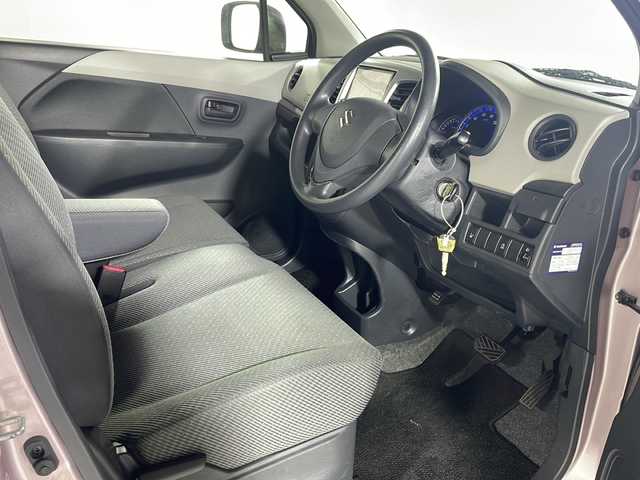 スズキ ワゴンＲ FX 広島県 2015(平27)年 2.2万km イノセントピンクパールメタリック 禁煙/社外ナビ/CD/DVD/DTV/Bluetooth/リモコンキー/スペアキー/純正フロアマット/純正ドアバイザー/社外AW付スタッドレス積み込み（交換推奨）/アイドリングストップ/電動格納ミラー