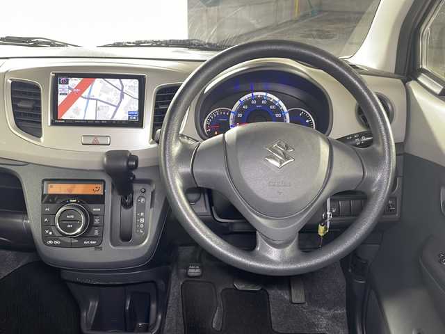 スズキ ワゴンＲ FX 広島県 2015(平27)年 2.2万km イノセントピンクパールメタリック 禁煙/社外ナビ/CD/DVD/DTV/Bluetooth/リモコンキー/スペアキー/純正フロアマット/純正ドアバイザー/社外AW付スタッドレス積み込み（交換推奨）/アイドリングストップ/電動格納ミラー