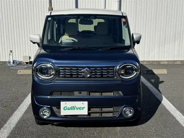 スズキ ワゴンＲ スマイル HYBRID X 静岡県 2022(令4)年 3.4万km インディゴブルーメタリック/ホワイト2トーン 純正SDナビ（CN-RZ875)/・Bluetooth・フルセグTV・CD・DVD/・FM/AMラジオ・USB・iPod/全方位モニター/ETC/両側パワースライドドア/スズキセーフティサポート/・デュアルカメラブレーキサポート/・誤発進抑制機能・車線逸脱警報機能/・ふらつき警報機能・ハイビームアシスト/・先行車発進お知らせ機能/・アダプティブクルーズコントロール/・標識認識機能/・後退時ブレーキサポート/・後方誤発進抑制機能/・リヤパーキングセンサー/D席シートヒーター/ステアリングスイッチ/革調シートカバー/スマートキー（スペア有り）/プッシュスタート/LEDヘッドライト/LEDフォグランプ/ウィンカーミラー/取説・保証書