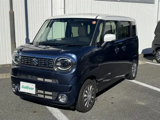 スズキ ワゴンＲ スマイル HYBRID X 静岡県 2022(令4)年 3.4万km インディゴブルーメタリック/ホワイト2トーン 純正SDナビ（CN-RZ875)/・Bluetooth・フルセグTV・CD・DVD/・FM/AMラジオ・USB・iPod/全方位モニター/ETC/両側パワースライドドア/スズキセーフティサポート/・デュアルカメラブレーキサポート/・誤発進抑制機能・車線逸脱警報機能/・ふらつき警報機能・ハイビームアシスト/・先行車発進お知らせ機能/・アダプティブクルーズコントロール/・標識認識機能/・後退時ブレーキサポート/・後方誤発進抑制機能/・リヤパーキングセンサー/D席シートヒーター/ステアリングスイッチ/革調シートカバー/スマートキー（スペア有り）/プッシュスタート/LEDヘッドライト/LEDフォグランプ/ウィンカーミラー/取説・保証書