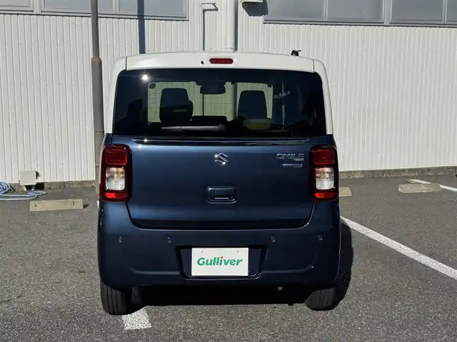 スズキ ワゴンＲ スマイル HYBRID X 静岡県 2022(令4)年 3.4万km インディゴブルーメタリック/ホワイト2トーン 純正SDナビ（CN-RZ875)/・Bluetooth・フルセグTV・CD・DVD/・FM/AMラジオ・USB・iPod/全方位モニター/ETC/両側パワースライドドア/スズキセーフティサポート/・デュアルカメラブレーキサポート/・誤発進抑制機能・車線逸脱警報機能/・ふらつき警報機能・ハイビームアシスト/・先行車発進お知らせ機能/・アダプティブクルーズコントロール/・標識認識機能/・後退時ブレーキサポート/・後方誤発進抑制機能/・リヤパーキングセンサー/D席シートヒーター/ステアリングスイッチ/革調シートカバー/スマートキー（スペア有り）/プッシュスタート/LEDヘッドライト/LEDフォグランプ/ウィンカーミラー/取説・保証書