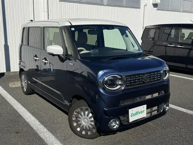 スズキ ワゴンＲ スマイル HYBRID X 静岡県 2022(令4)年 3.4万km インディゴブルーメタリック/ホワイト2トーン 純正SDナビ（CN-RZ875)/・Bluetooth・フルセグTV・CD・DVD/・FM/AMラジオ・USB・iPod/全方位モニター/ETC/両側パワースライドドア/スズキセーフティサポート/・デュアルカメラブレーキサポート/・誤発進抑制機能・車線逸脱警報機能/・ふらつき警報機能・ハイビームアシスト/・先行車発進お知らせ機能/・アダプティブクルーズコントロール/・標識認識機能/・後退時ブレーキサポート/・後方誤発進抑制機能/・リヤパーキングセンサー/D席シートヒーター/ステアリングスイッチ/革調シートカバー/スマートキー（スペア有り）/プッシュスタート/LEDヘッドライト/LEDフォグランプ/ウィンカーミラー/取説・保証書