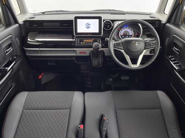 スズキ スペーシア カスタム HYBRID XS ターボ 鹿児島県 2018(平30)年 3.9万km アクティブイエロー/ブラック2トーンルーフ 純正SDナビ/（AM/FM/CD/DVD/Bluetooth）/全方位モニター/ヘッドアップディスプレイ/両側パワースライドドア/ビルトインETC/ドライブレコーダー/オートライト/LEDライト/パドルシフト/シートヒーター【D席】/クルーズコントロール/アイドリングストップ/スマートキー/AAC/横滑り防止装置/衝突被害軽減システム/クリアランスソナー/後部コーナーセンサー/レーンキープアシスト/純正フロアマット/純正アルミホイール