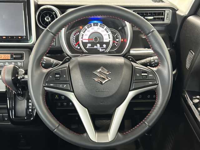 スズキ スペーシア カスタム HYBRID XS ターボ 福岡県 2018(平30)年 3.9万km アクティブイエロー/ブラック2トーンルーフ セーフティサポート/デュアルカメラブレーキサポート/クリアランスソナー/誤発進抑制機能/車線逸脱警報/先行車発進告知/標識認識機能/純正8インチナビ/（フルセグ/CD/DVD/BLUETOOTH)/全方位カメラ/両側パワースライドドア/LEDライト/オートライト/ハイビームアシスト/ハーフレザーシート/D席シートヒーター/クルーズコントロール/パドルシフト/ヘッドアップディスプレイ/ETC/ドライブレコーダー/スマートキー/天井サーキュレーター