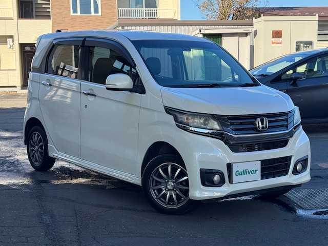 ホンダ Ｎ ＷＧＮ カスタム G Aパッケージ 道東・釧路十勝 2014(平26)年 12.5万km プレミアムホワイトパール 4WD/ワンオーナー/社外メモリーナビ/　　（DVD/CD/フルセグTV）/バックカメラ/CTBA/クルーズコントロール/ハーフレザーシート/HIDヘッドライト/フォグライト/オートライト/横滑り防止装置/ウィンカーミラー/電動格納ミラー/ミラーヒーター/ステアリングリモコン/革巻きステアリング/純正フロアマット/ドアバイザー/記録簿 H26/29/31/R7/社外エンジンスターター/スマートキー/エンジンプッシュスタート/スペアキー/取扱説明書/保証書/純正14インチアルミホイール