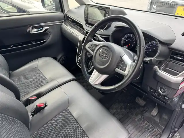ダイハツ ムーヴ カスタム RS ハイパー SAⅢ 滋賀県 2018(平30)年 2.5万km ナイトシャドーパープルクリスタルM 禁煙車/純正8型ナビ/（CD/DVD/フルセグTV/SD/BT/HDMI/USB/FM/AM）/スマートアシストIII/・衝突被害軽減ブレーキ/・車線逸脱警報/・オートハイビーム/・先行車発進お知らせ機能/パノラミックビューモニター/ETC/ドライブレコーダー/ハーフレザーシート/D席シートヒーター/アイドリングストップ/革巻きステアリング/ステアリングスイッチ/LEDヘッドライト/フォグランプ/プッシュスタート/スマートキー/純正ドアバイザー/純正フロアマット/純正15インチAW