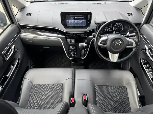 ダイハツ ムーヴ カスタム RS ハイパー SAⅢ 滋賀県 2018(平30)年 2.5万km ナイトシャドーパープルクリスタルM 禁煙車/純正8型ナビ/（CD/DVD/フルセグTV/SD/BT/HDMI/USB/FM/AM）/スマートアシストIII/・衝突被害軽減ブレーキ/・車線逸脱警報/・オートハイビーム/・先行車発進お知らせ機能/パノラミックビューモニター/ETC/ドライブレコーダー/ハーフレザーシート/D席シートヒーター/アイドリングストップ/革巻きステアリング/ステアリングスイッチ/LEDヘッドライト/フォグランプ/プッシュスタート/スマートキー/純正ドアバイザー/純正フロアマット/純正15インチAW