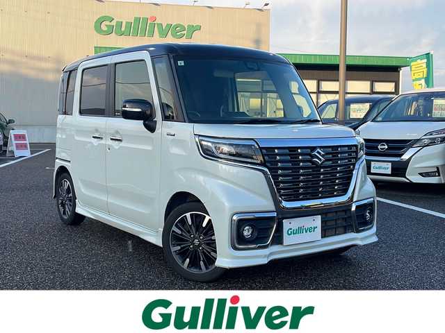 スズキ スペーシア カスタム HYBRID XS ターボ 島根県 2020(令2)年 7.5万km ピュアホワイトパール/ブラック2トーン 社外オーディオ(DPX-U740BTH)/クルーズコントロール/パドルシフト/両側パワースライドドア/D席シートヒーター/アイドリングストップ/リアサーキュレーター/後席サイドサンシェード/ISOFIX