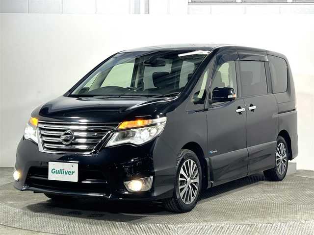 日産 セレナ ハイウェイS G S HV Aセーフ 大阪府 2014(平26)年 6.7万km ダイヤモンドブラック 純正ナビ(フルセグ/DVD再生/Bluetooth) 360カメラ ETC 両側パワースライドドア 衝突軽減 クルコン クリアランスソナー レーンアシスト リアオートエアコン オートライト 禁煙車