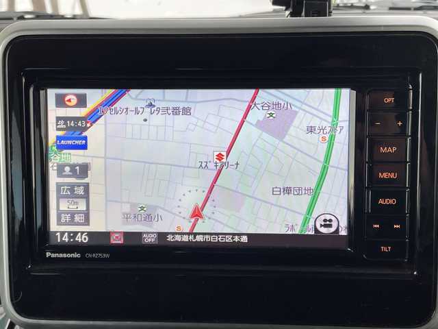 スズキ スペーシア カスタム HYBRID XS 道央・札幌 2020(令2)年 8.9万km ブルーイッシュブラックパール3 ・ワンオーナー/・4WD/・純正SDナビ/・CD/DVD/SD/フルセグTV/・Bluetooth接続/・スズキセーフティサポート/・衝突被害軽減ブレーキ/・レーンキープアシスト/・ヘッドアップディスプレイ/・LEDオートライト/・ハイビームアシスト/・アラウンドビューモニター/・両側パワースライドドア/・ハーフレザーシート/・前席シートヒーター/・ステアリングスイッチ/・ビルトインETC/・リアドアウィンドウサンシェード/・純正フロアマット/・積込夏タイヤ社外AWセット/165/55/R15　24年製/・社外エンジンスターター/・前方ドライブレコーダー/・スマートキー/・保証書/取扱説明書