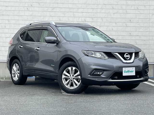 日産 エクストレイル ハイブリッド 20X エマージェンシーブレーキ 山形県 2015(平27)年 8.2万km ダークメタルグレー エマージェンシーブレーキ/車線逸脱警報/後側方車両検知警報/横滑り防止装置/純正SDナビ/（フルセグ/CD/BT/AUX/USB）/全周囲カメラ/サンルーフ/ハーフレザー/撥水シート/シートヒーター/ミラーヒーター/コーナーセンサー/ダウンヒルアシストコントロール/スマートキー×2/17インチ純正アルミホイール/プッシュスタート