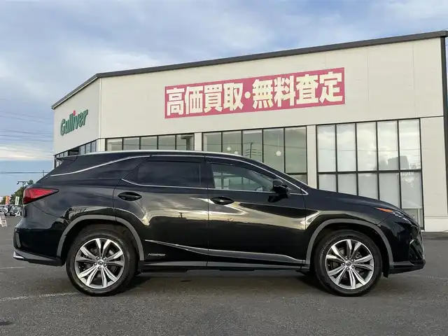レクサス ＲＸ 450hL 道央・札幌 2019(平31)年 12.4万km グラファイトブラックガラスフレーク ４WD/純正メーカーナビ/CD/DVD/BD/BT/フルセグ/プリクラッシュセーフティ/横滑り防止装置/レーダークルーズコントロール/レーンキープアシスト/クリアランスソナー/ブラインドスポットモニター/パノラミックビューモニター/ビルトインETC/ドライブレコーダー/HUD/EVMODE/自動防眩ミラー/サンルーフ/パワーバックドア/前席パワーシート/前席メモリーシート/前席シートヒーター/前席エアシート/電動格納サードシート/レザーシート/革巻きウッドコンビステアリング/ステアリングリモコン/ハンドルヒーター/AC100V/電動パーキング/ブレーキホールド/MTモード付AT/プッシュスタート/スマートキー/３眼LEDヘッドライト/オートライト/オートハイビーム/フォグランプ/電動格納ミラー/ヒーテッドドアミラー/ウィンカーミラー/純正フロアマット/ドアバイザー