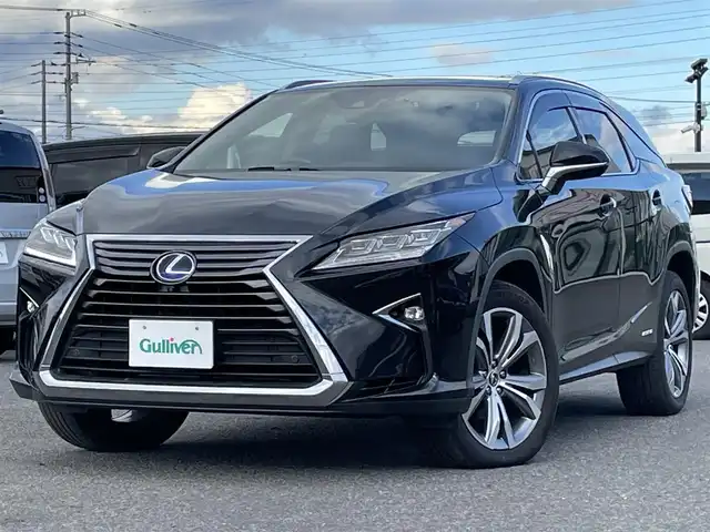 レクサス ＲＸ 450hL 道央・札幌 2019(平31)年 12.4万km グラファイトブラックガラスフレーク ４WD/純正メーカーナビ/CD/DVD/BD/BT/フルセグ/プリクラッシュセーフティ/横滑り防止装置/レーダークルーズコントロール/レーンキープアシスト/クリアランスソナー/ブラインドスポットモニター/パノラミックビューモニター/ビルトインETC/ドライブレコーダー/HUD/EVMODE/自動防眩ミラー/サンルーフ/パワーバックドア/前席パワーシート/前席メモリーシート/前席シートヒーター/前席エアシート/電動格納サードシート/レザーシート/革巻きウッドコンビステアリング/ステアリングリモコン/ハンドルヒーター/AC100V/電動パーキング/ブレーキホールド/MTモード付AT/プッシュスタート/スマートキー/３眼LEDヘッドライト/オートライト/オートハイビーム/フォグランプ/電動格納ミラー/ヒーテッドドアミラー/ウィンカーミラー/純正フロアマット/ドアバイザー