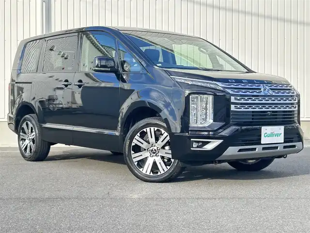 三菱 デリカＤ：５ G 群馬県 2023(令5)年 3.4万km アメジストブラック ワンオーナー/4WD/アルパイン製ナビ/　(AM/FM/CD/DVD/BT/SD/HDMI/)/全方位カメラ/アルパイン製フリップダウン/両側パワースライドドア/衝突被害軽減ブレーキ/車線逸脱警報/車線逸脱防止支援機能/レーダークルーズコントロール/AUTOライト/AUTOハイビーム/横すべり防止機能/アイドリングストップ/ステアリングリモコン/革巻きステアリング/ステアリングリモコン/パドルシフト