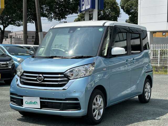 日産 デイズ ルークス X Vセレクション 熊本県 2019(令1)年 1.9万km ホワイトソリッド/アイスブルー 衝突軽減ブレーキ/プッシュスタート/社外ナビ/アラウンドビューモニター/ETC/純正14インチAW/両側パワースライドドア/前後コーナーセンサー/横滑り防止装置/フロアマット/ドアバイザー