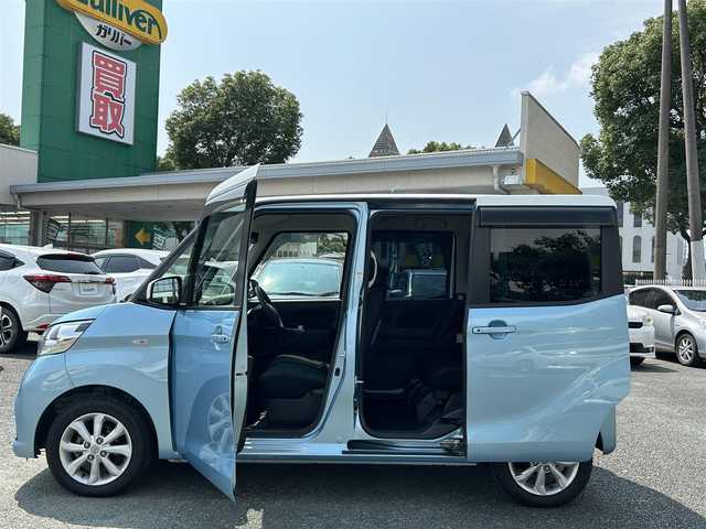 日産 デイズ ルークス X Vセレクション 熊本県 2019(令1)年 1.9万km ホワイトソリッド/アイスブルー 衝突軽減ブレーキ/プッシュスタート/社外ナビ/アラウンドビューモニター/ETC/純正14インチAW/両側パワースライドドア/前後コーナーセンサー/横滑り防止装置/フロアマット/ドアバイザー