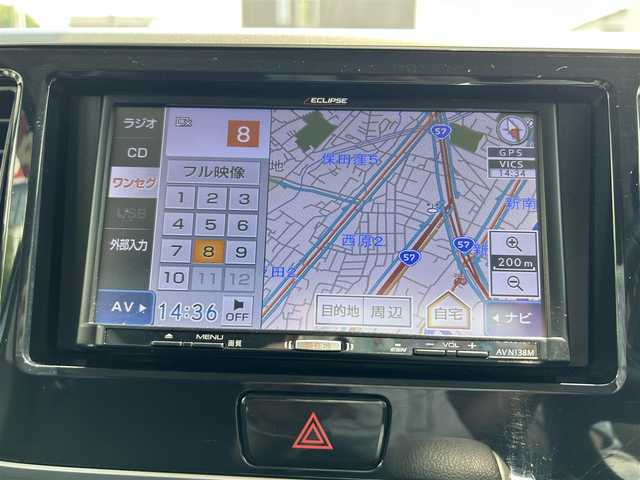 日産 デイズ ルークス X Vセレクション 熊本県 2019(令1)年 1.9万km ホワイトソリッド/アイスブルー 衝突軽減ブレーキ/プッシュスタート/社外ナビ/アラウンドビューモニター/ETC/純正14インチAW/両側パワースライドドア/前後コーナーセンサー/横滑り防止装置/フロアマット/ドアバイザー